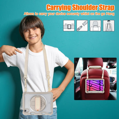 For iPad mini 6 / mini 2024 Heavy Duty Hybrid Tablet Case with Hand Grip & Strap(Khaki) - iPad mini 2024 Cases by buy2fix | Online Shopping UK | buy2fix