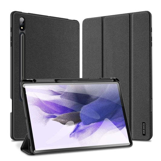 For Samsung Galaxy Tab S9+ DUX DUCIS Domo Series Cloth Texture Magnetic Leather Tablet Case(Black) - Galaxy Tab S9+ Cases by DUX DUCIS | Online Shopping UK | buy2fix