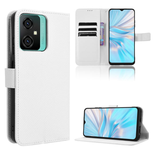 For Blackview Oscal C70 Diamond Texture Leather Phone Case(White) - More Brand by buy2fix | Online Shopping UK | buy2fix