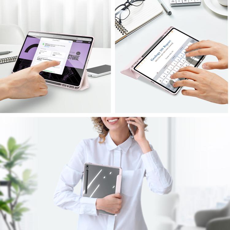 For Samsung Galaxy Tab S10 FE+ DUX DUCIS TOBY Series Antiskid Leather Tablet Case with Sleep / Wake-up Function(Pink) - Galaxy Tab S10 FE+ by DUX DUCIS | Online Shopping UK | buy2fix