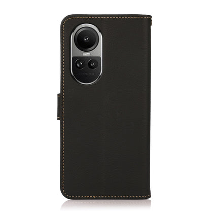 For OPPO Reno10 Global / 10 Pro Global KHAZNEH Custer Texture RFID Genuine Leather Phone Case(Black) - OnePlus Cases by buy2fix | Online Shopping UK | buy2fix