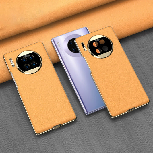 For Huawei Mate 30 5G GKK Electroplating Leather Surface Phone Case(Yellow) by GKK