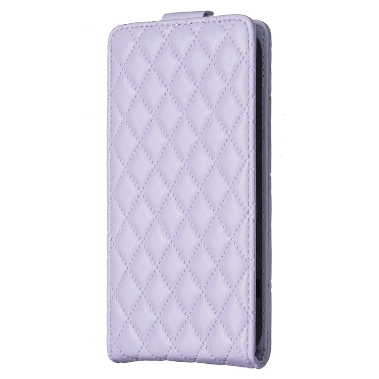 For iPhone 16 Pro Max Diamond Lattice Vertical Flip Leather Phone Case(Purple) - iPhone 16 Pro Max Cases by buy2fix | Online Shopping UK | buy2fix