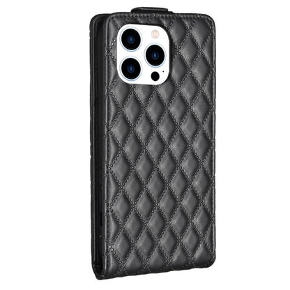 For iPhone 16 Pro Diamond Lattice Vertical Flip Leather Phone Case(Black) - iPhone 16 Pro Cases by buy2fix | Online Shopping UK | buy2fix