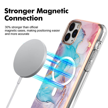 For iPhone 11 Pro Marble Pattern Dual-side IMD Magsafe TPU Phone Case(Blue Marble) - iPhone 11 Pro Cases by buy2fix | Online Shopping UK | buy2fix