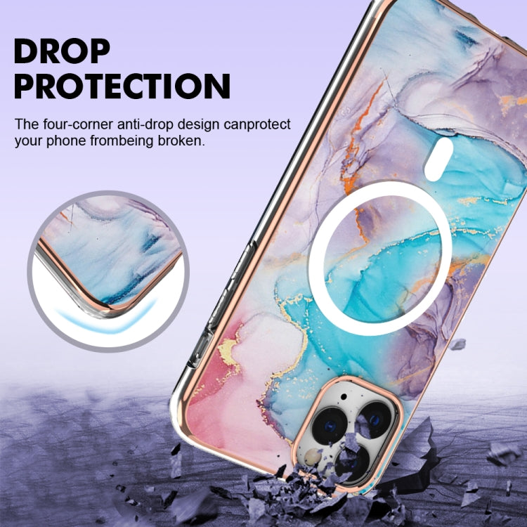 For iPhone 11 Pro Marble Pattern Dual-side IMD Magsafe TPU Phone Case(Blue Marble) - iPhone 11 Pro Cases by buy2fix | Online Shopping UK | buy2fix