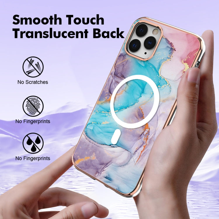 For iPhone 11 Pro Marble Pattern Dual-side IMD Magsafe TPU Phone Case(Blue Marble) - iPhone 11 Pro Cases by buy2fix | Online Shopping UK | buy2fix