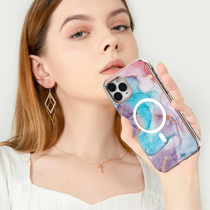 For iPhone 11 Pro Marble Pattern Dual-side IMD Magsafe TPU Phone Case(Blue Marble) - iPhone 11 Pro Cases by buy2fix | Online Shopping UK | buy2fix