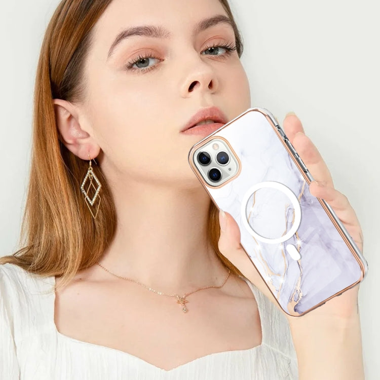 For iPhone 11 Pro Max Marble Pattern Dual-side IMD Magsafe TPU Phone Case(White 006) - iPhone 11 Pro Max Cases by buy2fix | Online Shopping UK | buy2fix