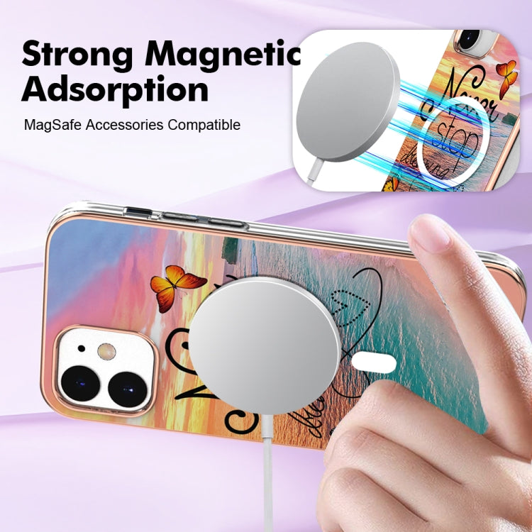 For iPhone 12 / 12 Pro Marble Pattern Dual-side IMD Magsafe TPU Phone Case(Dream Butterfly) - iPhone 12 / 12 Pro Cases by buy2fix | Online Shopping UK | buy2fix