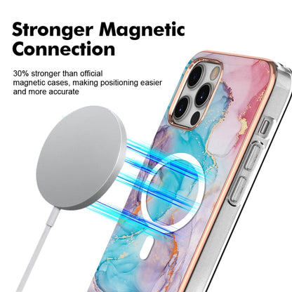 For iPhone 12 Pro Max Marble Pattern Dual-side IMD Magsafe TPU Phone Case(Blue Marble) - iPhone 12 Pro Max Cases by buy2fix | Online Shopping UK | buy2fix