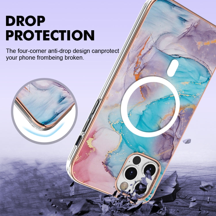 For iPhone 12 Pro Max Marble Pattern Dual-side IMD Magsafe TPU Phone Case(Blue Marble) - iPhone 12 Pro Max Cases by buy2fix | Online Shopping UK | buy2fix