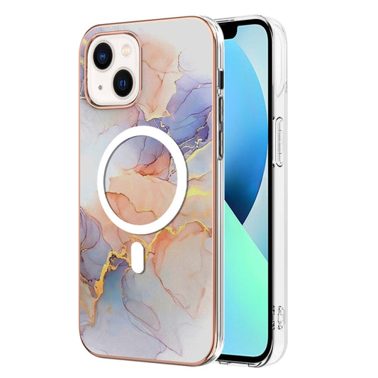 For iPhone 13 Marble Pattern Dual-side IMD Magsafe TPU Phone Case(White Marble) - iPhone 13 Cases by buy2fix | Online Shopping UK | buy2fix