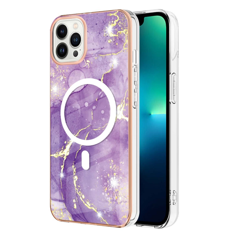 For iPhone 13 Pro Marble Pattern Dual-side IMD Magsafe TPU Phone Case(Purple 002) - iPhone 13 Pro Cases by buy2fix | Online Shopping UK | buy2fix