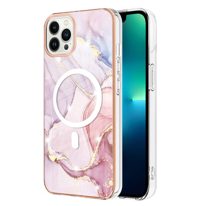 For iPhone 13 Pro Max Marble Pattern Dual-side IMD Magsafe TPU Phone Case(Rose Gold 005) by buy2fix
