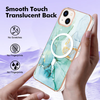 For iPhone 14 Marble Pattern Dual-side IMD Magsafe TPU Phone Case(Green 003) - iPhone 14 Cases by buy2fix | Online Shopping UK | buy2fix