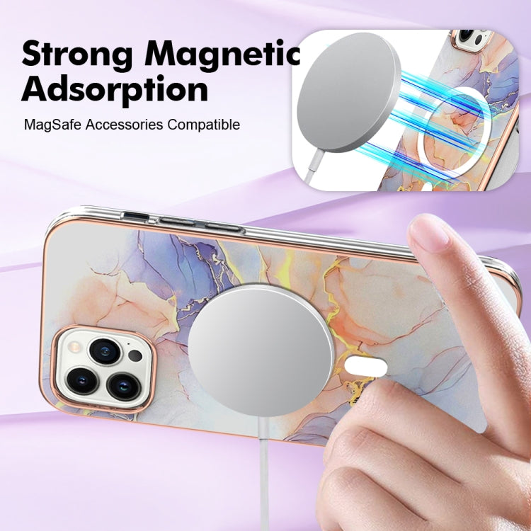 For iPhone 14 Pro Max Marble Pattern Dual-side IMD Magsafe TPU Phone Case(White Marble) - iPhone 14 Pro Max Cases by buy2fix | Online Shopping UK | buy2fix