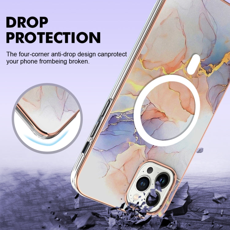 For iPhone 14 Pro Max Marble Pattern Dual-side IMD Magsafe TPU Phone Case(White Marble) - iPhone 14 Pro Max Cases by buy2fix | Online Shopping UK | buy2fix