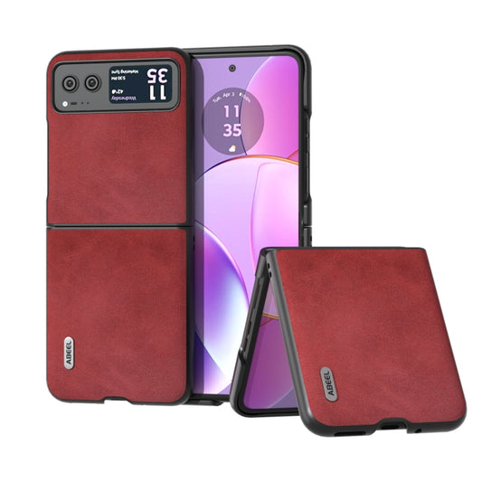 For Motorola Razr 40 ABEEL Two-color Calf Texture PU Phone Case(Red) by buy2fix