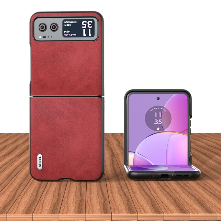 For Motorola Razr 40 ABEEL Two-color Calf Texture PU Phone Case(Red) by buy2fix