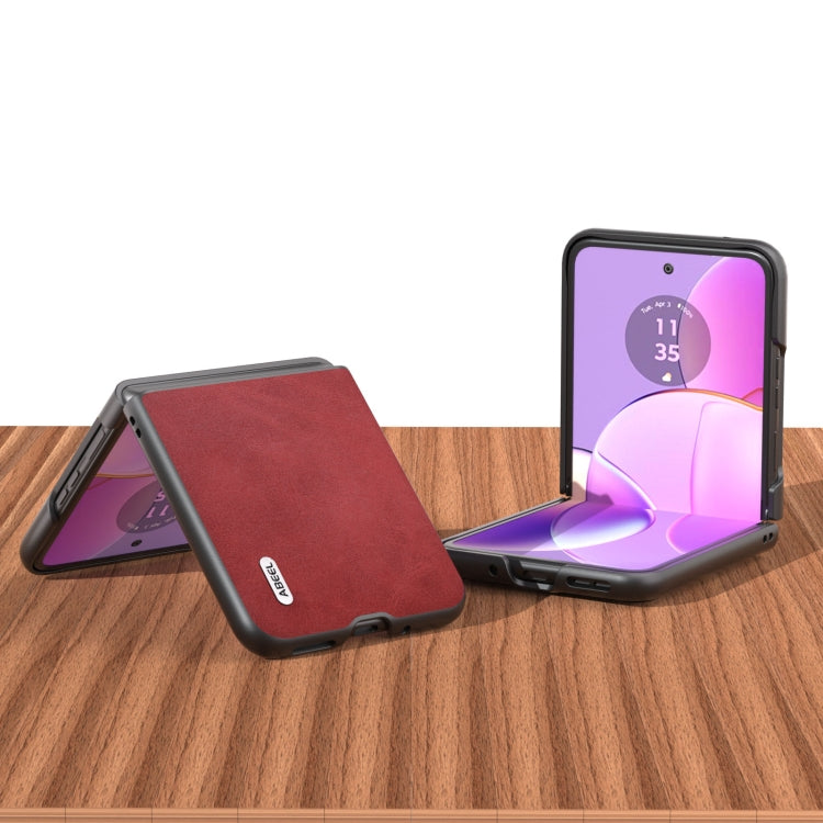 For Motorola Razr 40 ABEEL Two-color Calf Texture PU Phone Case(Red) by buy2fix