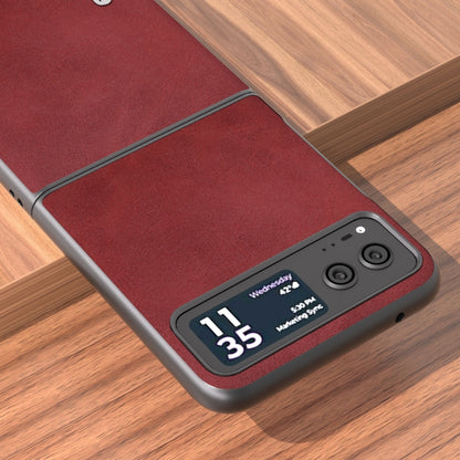 For Motorola Razr 40 ABEEL Two-color Calf Texture PU Phone Case(Red) by buy2fix