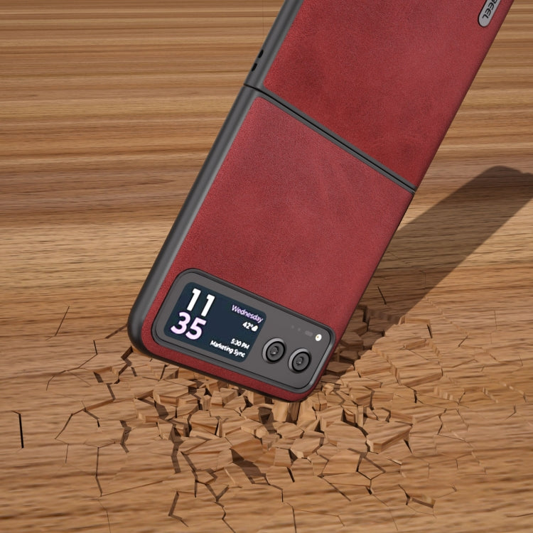 For Motorola Razr 40 ABEEL Two-color Calf Texture PU Phone Case(Red) by buy2fix