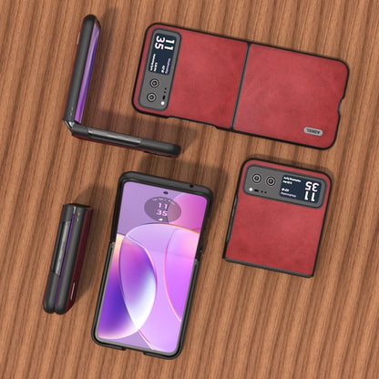 For Motorola Razr 40 ABEEL Two-color Calf Texture PU Phone Case(Red) by buy2fix