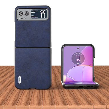 For Motorola Razr 40 ABEEL Two-color Calf Texture PU Phone Case(Blue) by buy2fix