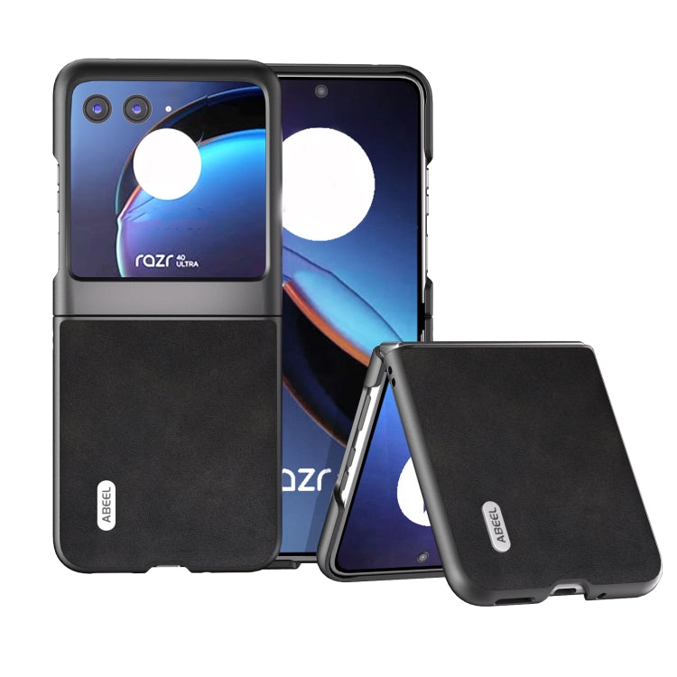 For Motorola Razr 40 Ultra ABEEL Two-color Calf Texture PU Phone Case(Black) by buy2fix