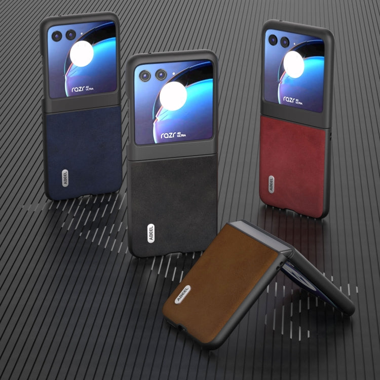 For Motorola Razr 40 Ultra ABEEL Two-color Calf Texture PU Phone Case(Black) by buy2fix