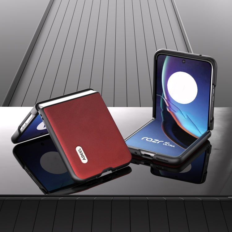 For Motorola Razr 40 Ultra ABEEL Two-color Calf Texture PU Phone Case(Red) by buy2fix