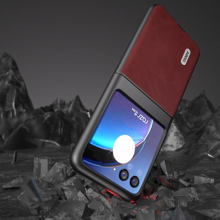 For Motorola Razr 40 Ultra ABEEL Two-color Calf Texture PU Phone Case(Red) by buy2fix