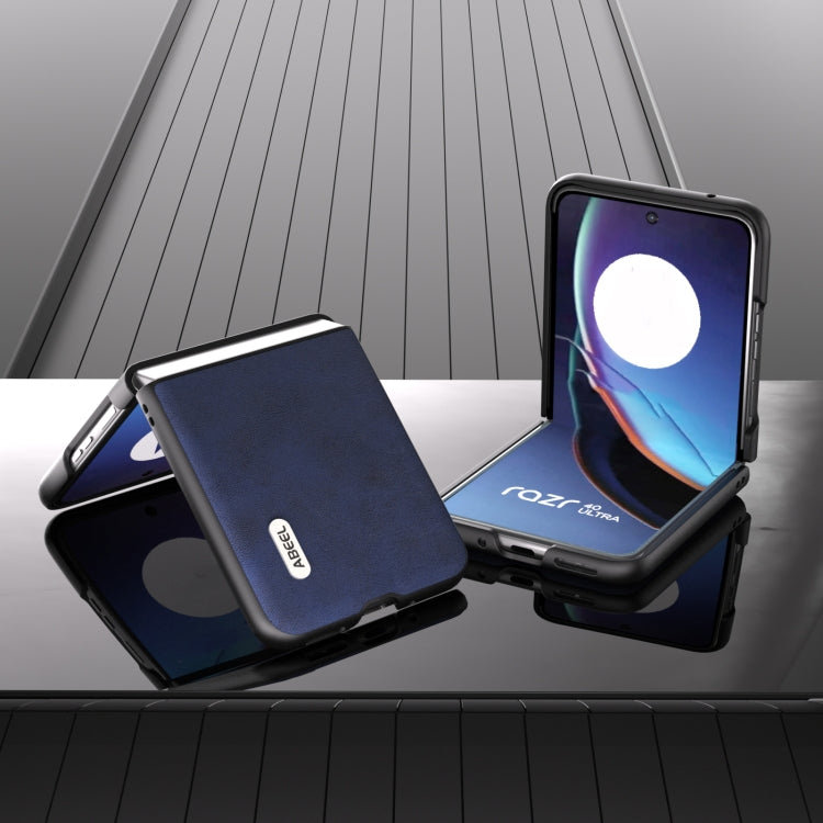 For Motorola Razr 40 Ultra ABEEL Two-color Calf Texture PU Phone Case(Blue) by buy2fix