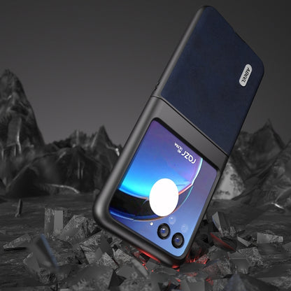 For Motorola Razr 40 Ultra ABEEL Two-color Calf Texture PU Phone Case(Blue) by buy2fix