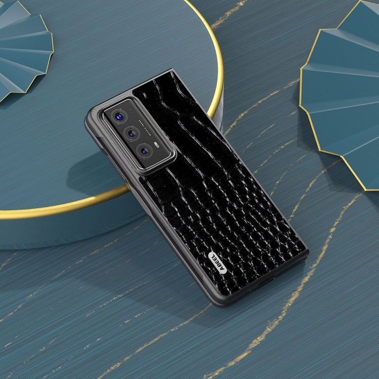 For Honor Magic V2 ABEEL Genuine Leather Crocodile Pattern Black Edge Phone Case(Black) - Honor Cases by buy2fix | Online Shopping UK | buy2fix