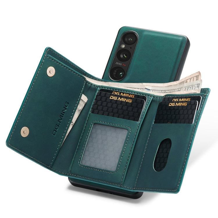 For Sony Xperia 1 VI DG.MING M1 Series 3-Fold Multi Card Wallet + Magnetic Phone Case(Green) by DG.MING