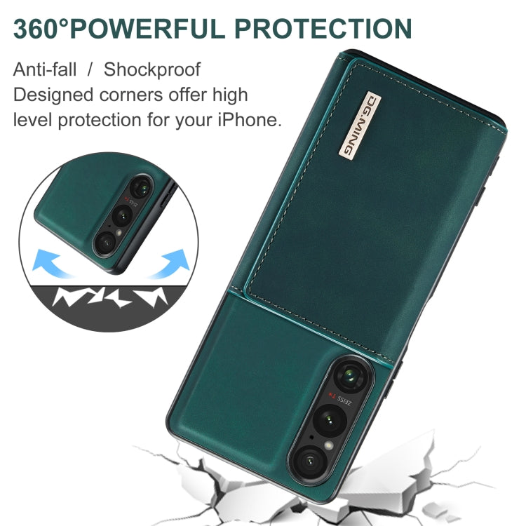 For Sony Xperia 1 VI DG.MING M1 Series 3-Fold Multi Card Wallet + Magnetic Phone Case(Green) by DG.MING