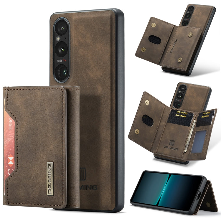 For Sony Xperia 1 V DG.MING M2 Series 3-Fold Multi Card Bag + Magnetic Phone Case(Coffee) - Sony Cases by DG.MING | Online Shopping UK | buy2fix