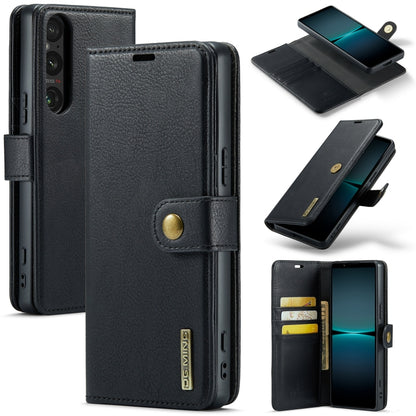 For Sony Xperia 1 V DG.MING Crazy Horse Texture Detachable Magnetic Leather Phone Case(Black) by DG.MING