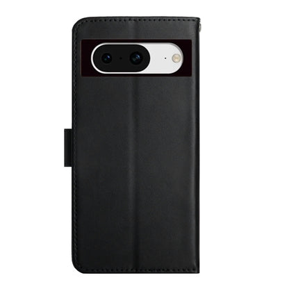 For Google Pixel 8 HT02 Genuine Leather Fingerprint-proof Flip Phone Case(Black) - Google Cases by buy2fix | Online Shopping UK | buy2fix