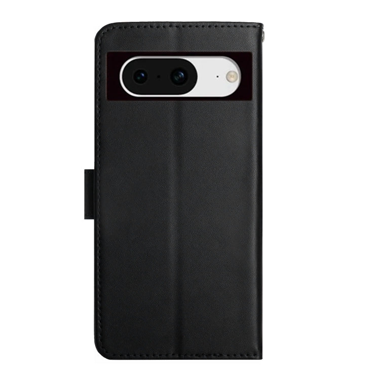 For Google Pixel 8a HT02 Genuine Leather Fingerprint-proof Flip Phone Case(Black) - Google Cases by buy2fix | Online Shopping UK | buy2fix
