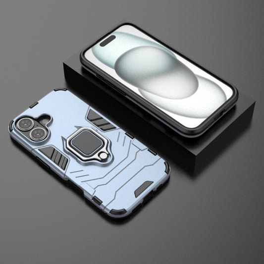 For iPhone 16 Shockproof PC + TPU Holder Phone Case(Navy Blue) by buy2fix