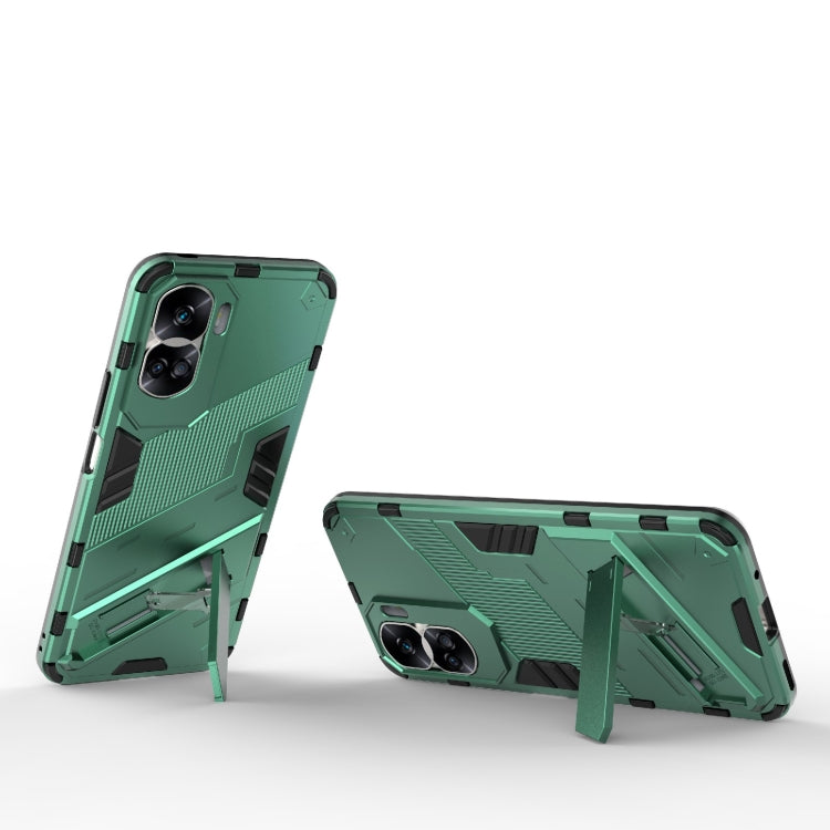 For Honor 90 Lite 5G Global Punk Armor 2 in 1 PC + TPU Phone Case with Holder(Green) - Honor Cases by buy2fix | Online Shopping UK | buy2fix