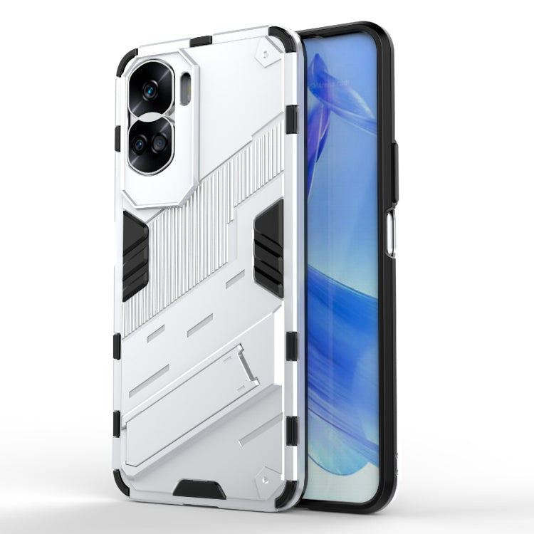 For Honor 90 Lite 5G Global Punk Armor 2 in 1 PC + TPU Phone Case with Holder(White) - Honor Cases by buy2fix | Online Shopping UK | buy2fix