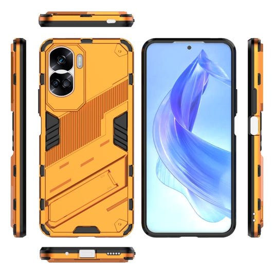 For Honor 90 Lite 5G Global Punk Armor 2 in 1 PC + TPU Phone Case with Holder(Orange) by buy2fix