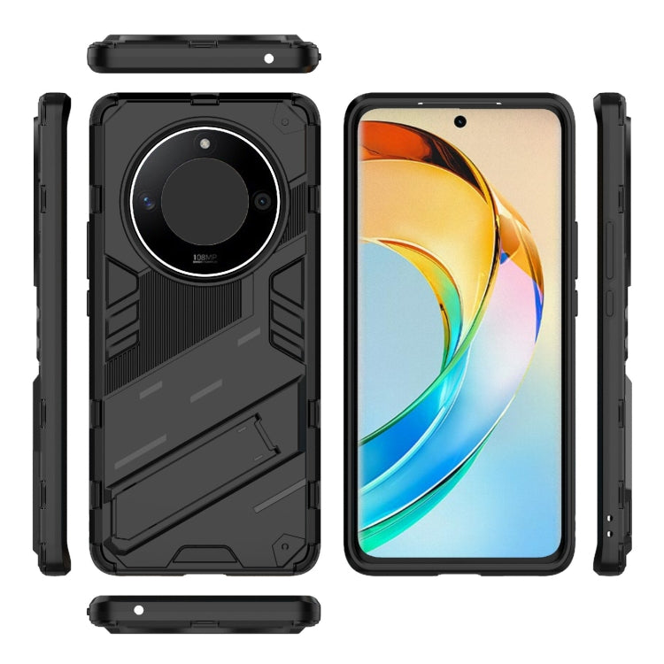 For Honor X50 5G Global / X9B Punk Armor 2 in 1 PC + TPU Phone Case with Holder(Black) by buy2fix