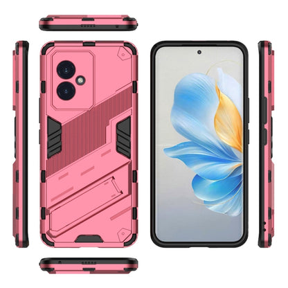 For Honor 100 5G Punk Armor 2 in 1 PC + TPU Phone Case with Holder(Light Red) - Honor Cases by buy2fix | Online Shopping UK | buy2fix