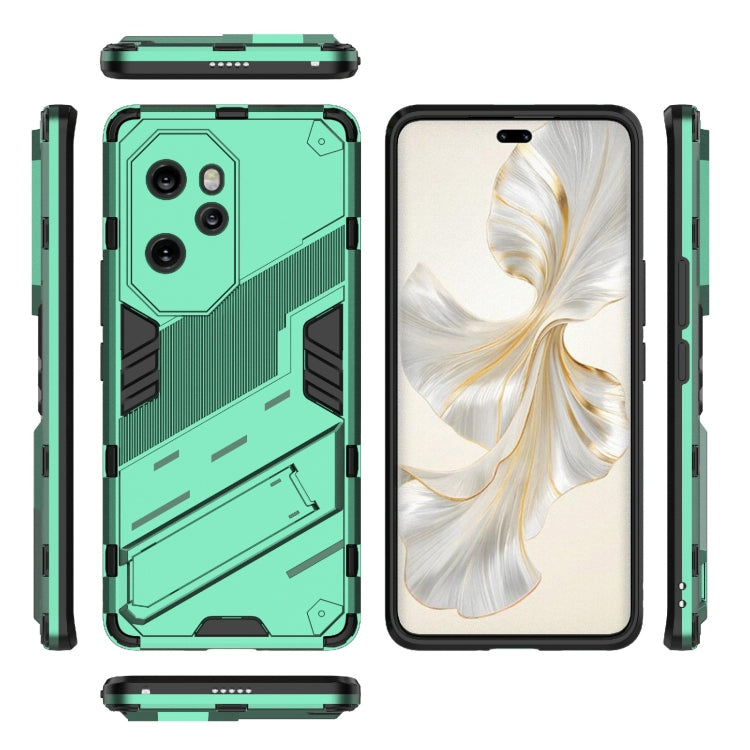 For Honor 100 Pro 5G Punk Armor 2 in 1 PC + TPU Phone Case with Holder(Green) - Honor Cases by buy2fix | Online Shopping UK | buy2fix