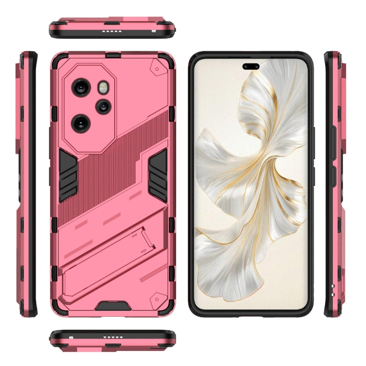 For Honor 100 Pro 5G Punk Armor 2 in 1 PC + TPU Phone Case with Holder(Light Red) - Honor Cases by buy2fix | Online Shopping UK | buy2fix